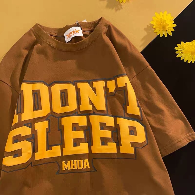 [ Rẻ vô địch ] Áo thun cotton tay lỡ dáng rộng unisex - Dont sleep