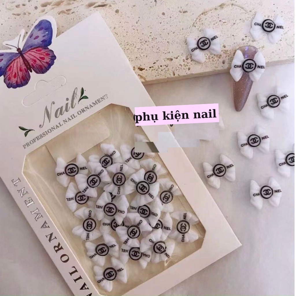 Charm nơ sét thương hiệu , Phụ Kiện Nail gắn móng