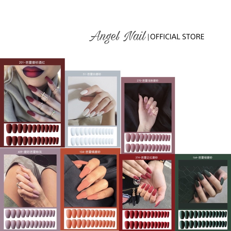 [Hàng nới về]Bộ 24 móng giả form dài trơn nhám Đủ màu