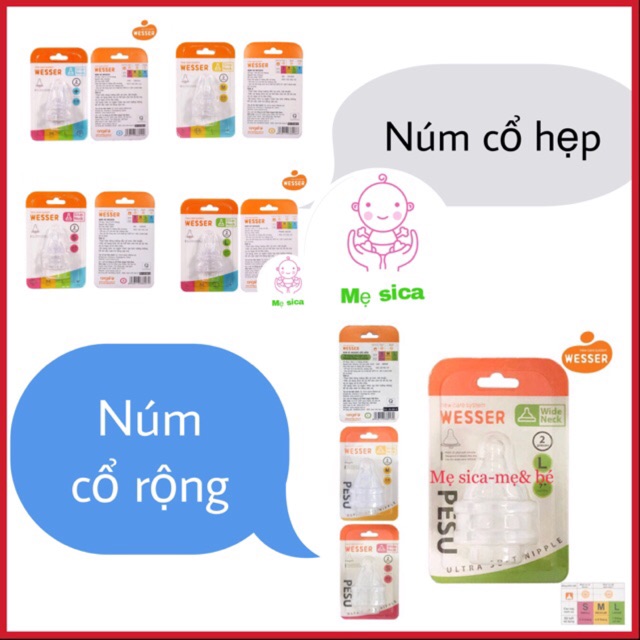 Núm Wesser cổ hẹp cổ rộng S/M/L/+