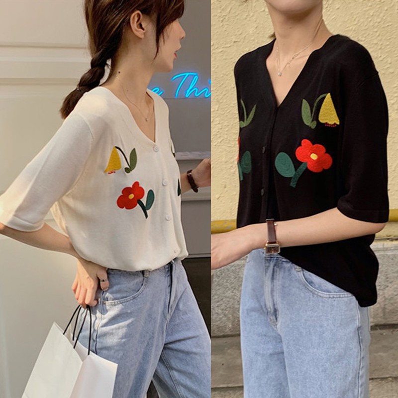 Áo Khoác Cardigan Dài Tay Họa Tiết Hoa Thời Trang Nữ Tính