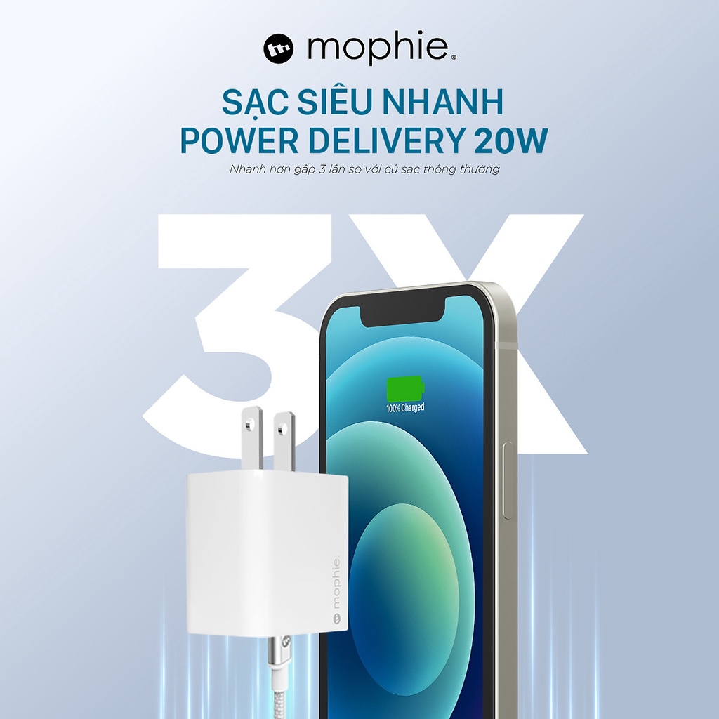 Cốc sạc, củ sạc nhanh Mophie Power Delivery 20W 1 USB-C - Hàng chính hãng