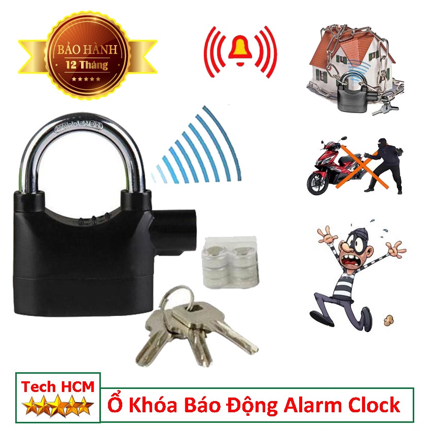 Ổ Khóa Báo Động Chống Trộm Alarm Clock Cao Cấp ổ khóa chống trộm tphcm.