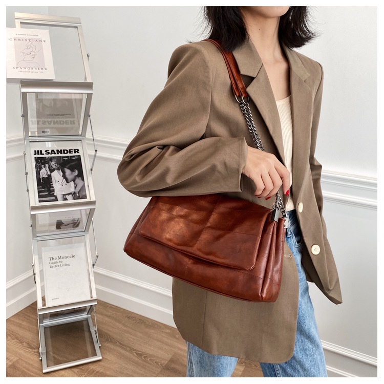 Túi đeo vai IELGY cỡ lớn họa tiết hình thoi phong cách đơn giản thời trang cho nữ