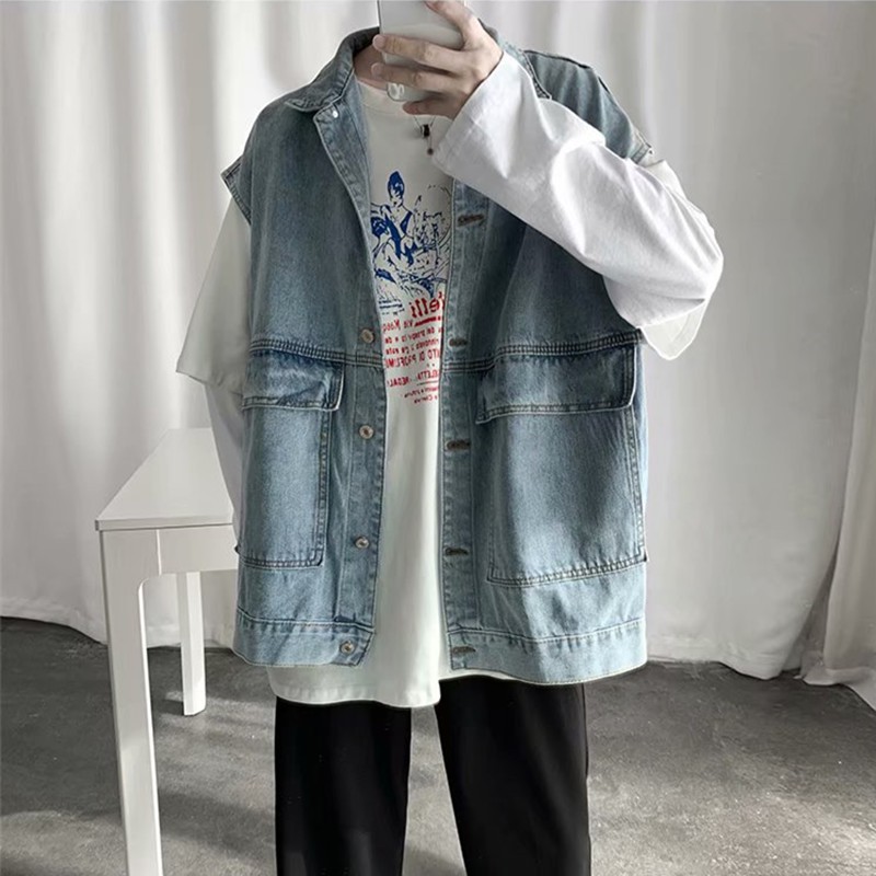 Áo Khoác Denim Sát Nách Form Rộng Thời Trang Dành Cho Nam | BigBuy360 - bigbuy360.vn