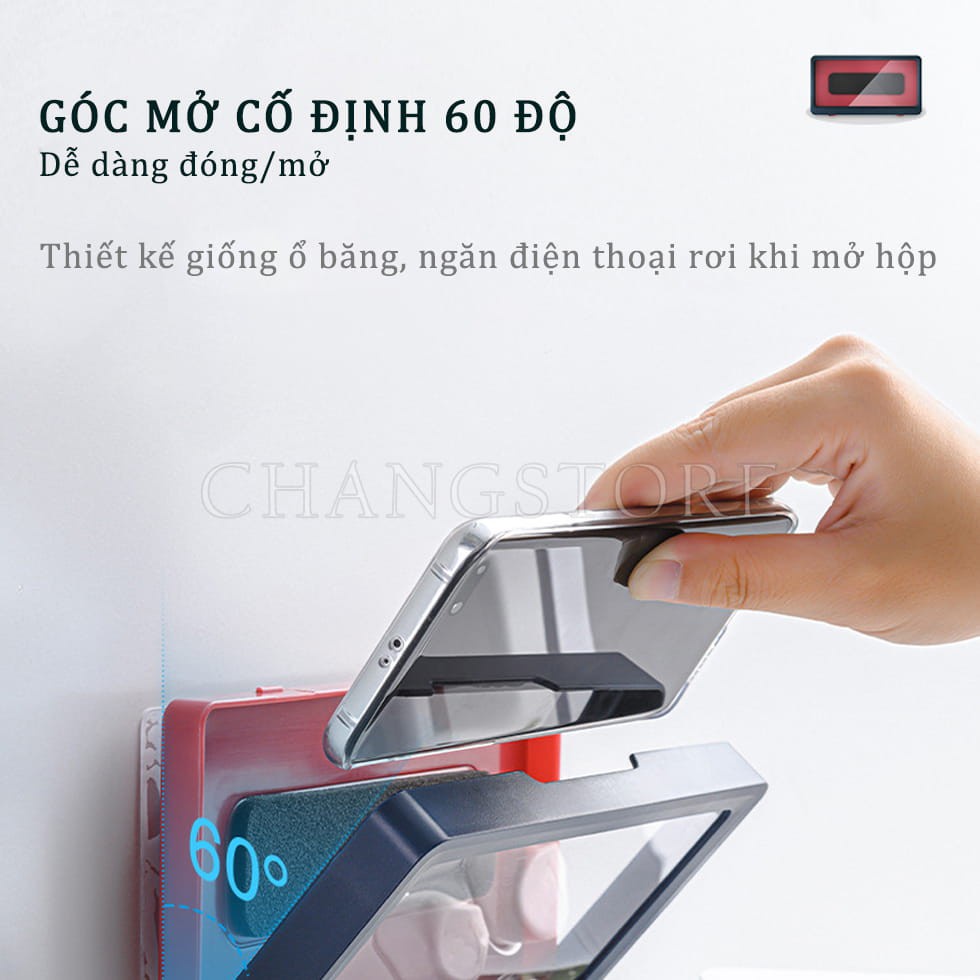 Hộp Đựng Điện Thoại Gắn Tường Đa Năng Cho Nhà Tắm Chống Thấm Nước, Có Móc Treo Tiện Dụng