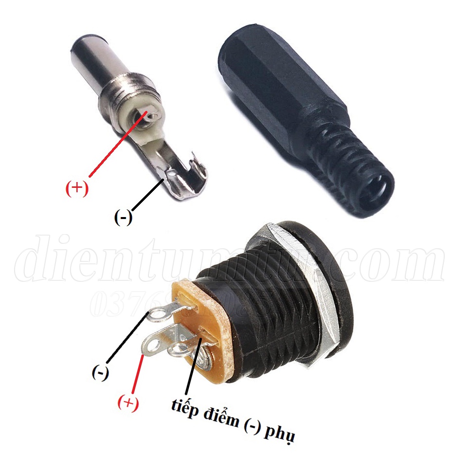 Combo 10 Đầu Cắm - Nối Nguồn DC - Jack Đực và Jack Cái DC-022 5.5x2.1 5.5x2.5