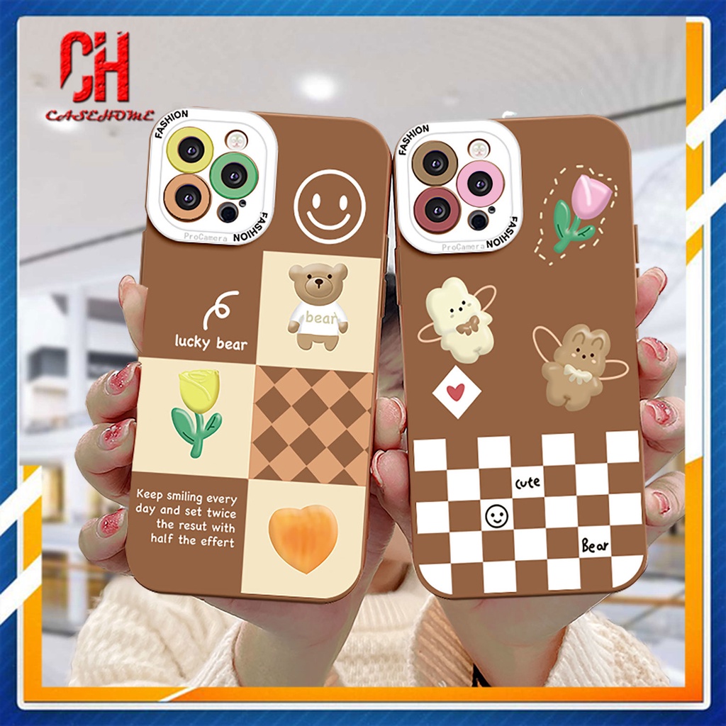 Ốp Điện Thoại Tpu Dẻo Cho IPhone 13 12 11 PRO MAX 6 7 6S 8 Plus X XR XS MAX Se 2020 6SPlus 7Plus 6Plus 8Plus XSMAX Chocolate Lucky Bear Heart flower Smiley Face Phone Case