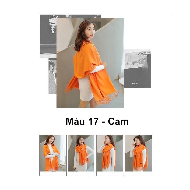 Sale Khăn Cashmere Màu Cam Mềm Mịn Không Xù