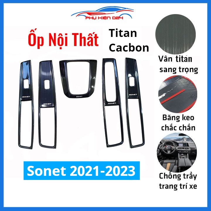 Ốp nội thất cho xe ô tô Sonet 2021-2022-2023 vân Đá/Titan/Cacbon bảo vệ chống trầy xước và làm đẹp xe