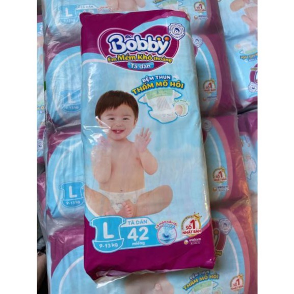 Tã dán trẻ em Bobby siêu thấm size L gói 42 miếng