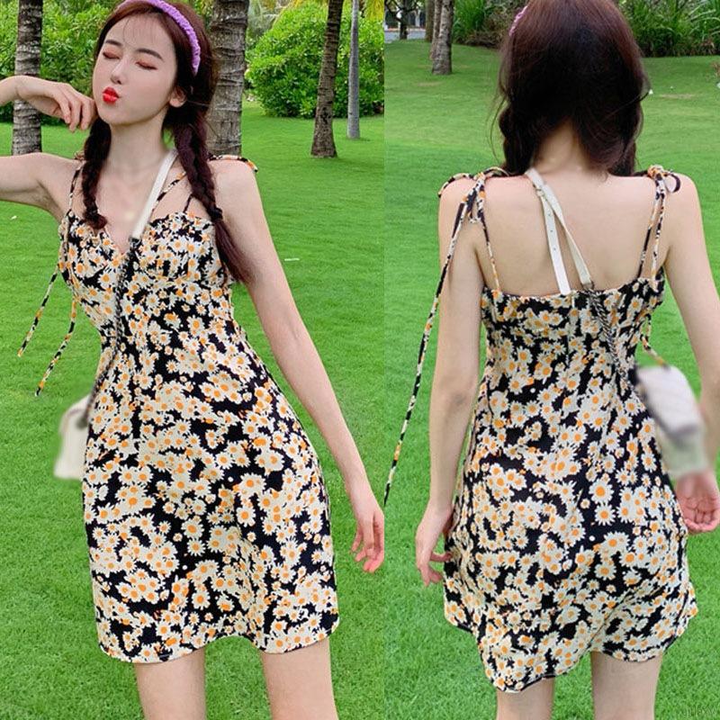 Đầm dây in hình hoa cúc thời trang quyến rũ cho nữ