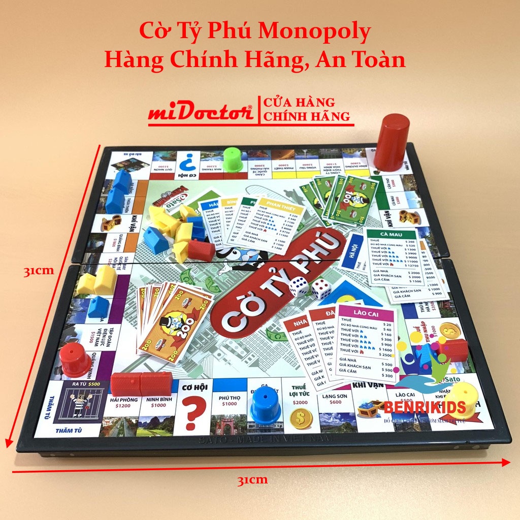 Cờ Tỷ Phú Monopoly Vui Nhộn Cao Cấp, An Toàn Cỡ Cực Đại 42x42, Hàng Chính Hãng