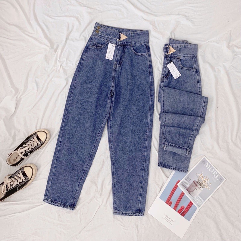 Quần Baggy Nữ Jean Hack Dáng KHA-028 | Quần Jean Cạp Cao | Vải Jean Wash Xịn | Hàng Đẹp | GinHouseShop