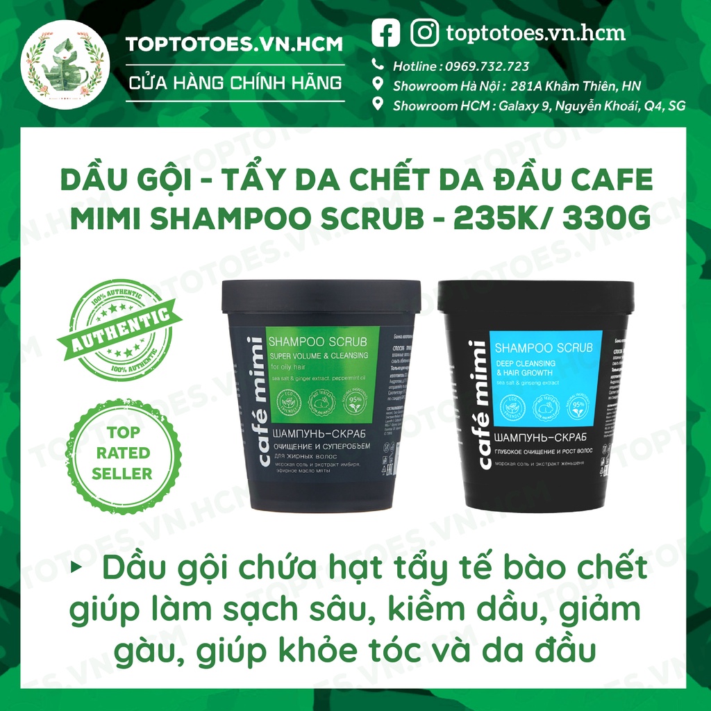 Dầu gội - Tẩy da chết da đầu Cafe Mimi Shampoo Scrub làm sạch sâu cho tóc tơi &amp; bồng bềnh, giảm gàu ngứa, kiềm dầu