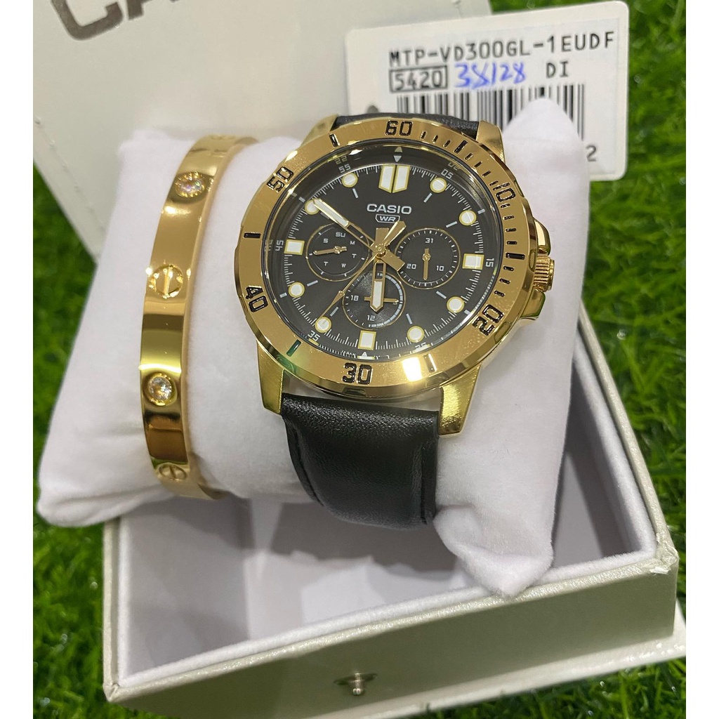 Đồng hồ nam dây da Casio Anh Khuê MTP-VD300GL-1EUDF