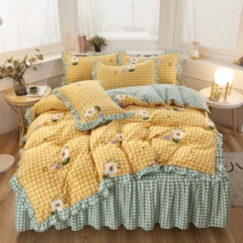 Bộ 4 món chăn ga gối nệm Cotton Poly cao cấp dày dặn chắc chắn, chăn có may viền mẫu mã trẻ trung đa dạng