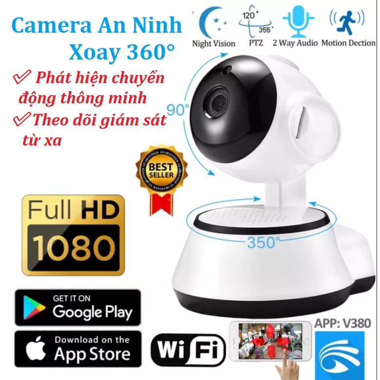 Camera An Ninh Xoay 360 - Không Điểm Chết - Kết Nối Wifi - Xem Từ Xa - Đàm Thoại 2 Chiều - Phát Hiện Chuyển Động