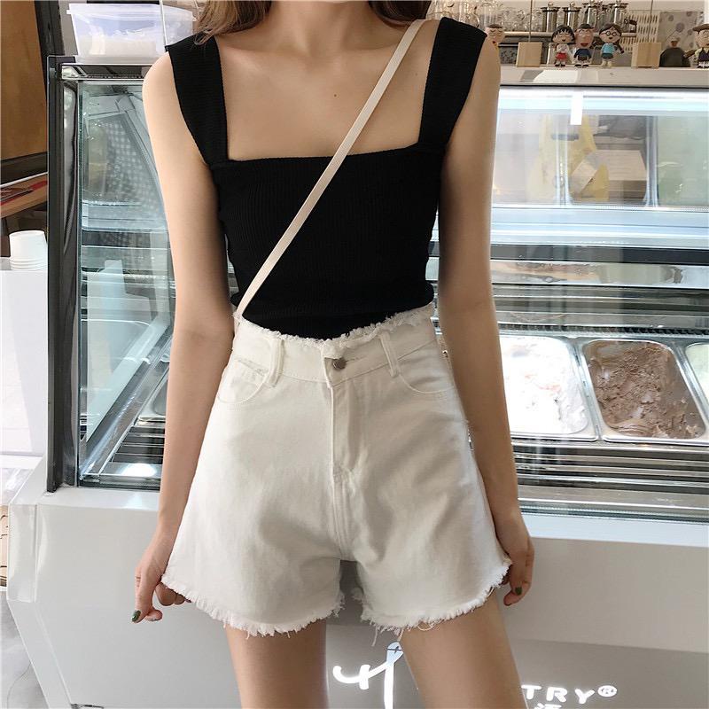 Quần Short Denim Ống Rộng Lưng Cao Thời Trang Mùa Hè Hàn Quốc Dành Cho Nữ