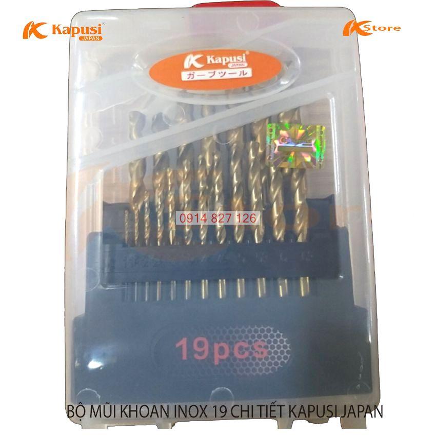 [Ảnh thật] [Chính hãng] Bộ Mũi khoan inox hãng Kapusi Nhật Bản các 6 chi tiết và bộ 19 chi tiết gồm các cỡ thông dụn