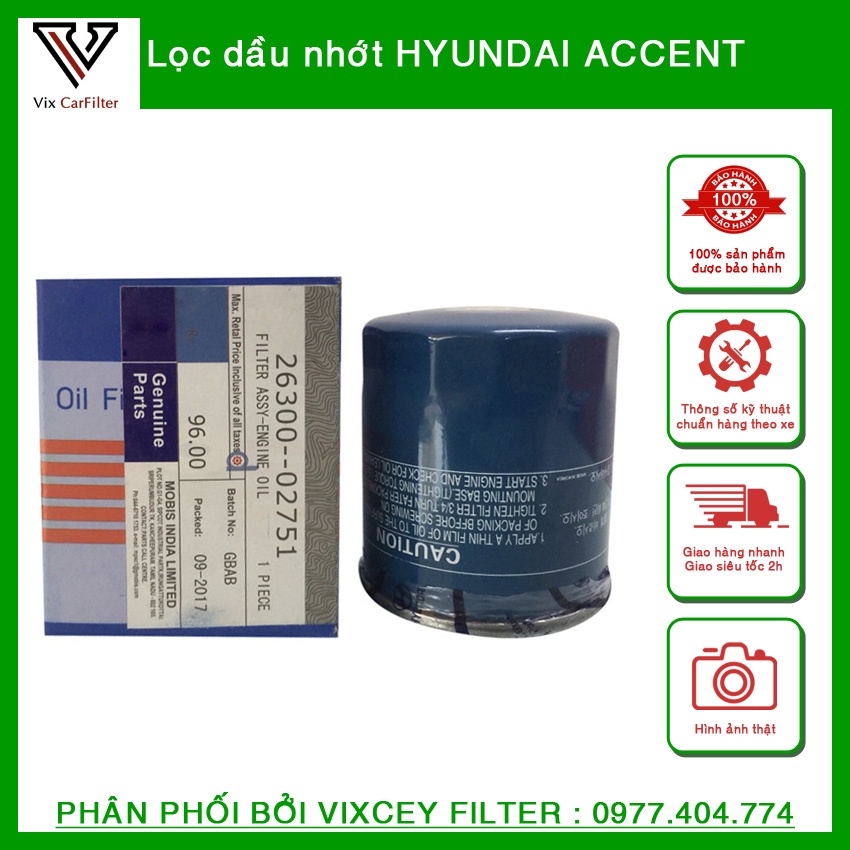 Lọc dầu (lọc nhớt) Accent. Đủ các đời từ 2011 đến 2022. (HYD)