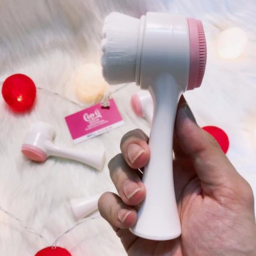 ( RỬA MẶT SIÊU SẠCH )  MÁY MASSAGE 2 ĐẦU 3D SILICON MỀM MẠI HÀN QUỐC - CỌ VỪA TẨY TẾ BÀO CHẾT + DA RỬ