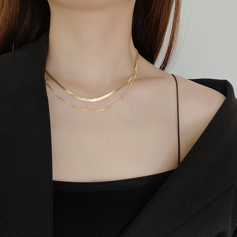 Vòng cổ Hai Lớp Hình Xương Rắn Phong Cách hip hop Thời Trang