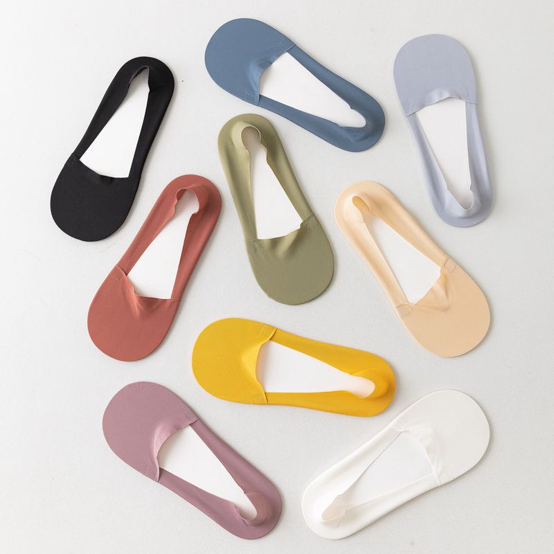 Vớ cotton Lụa Cổ Thấp Vô Hình Miệng Nông Vô Hình Vải Lụa Băng Mỏng Chống Trượt Cho Nữ