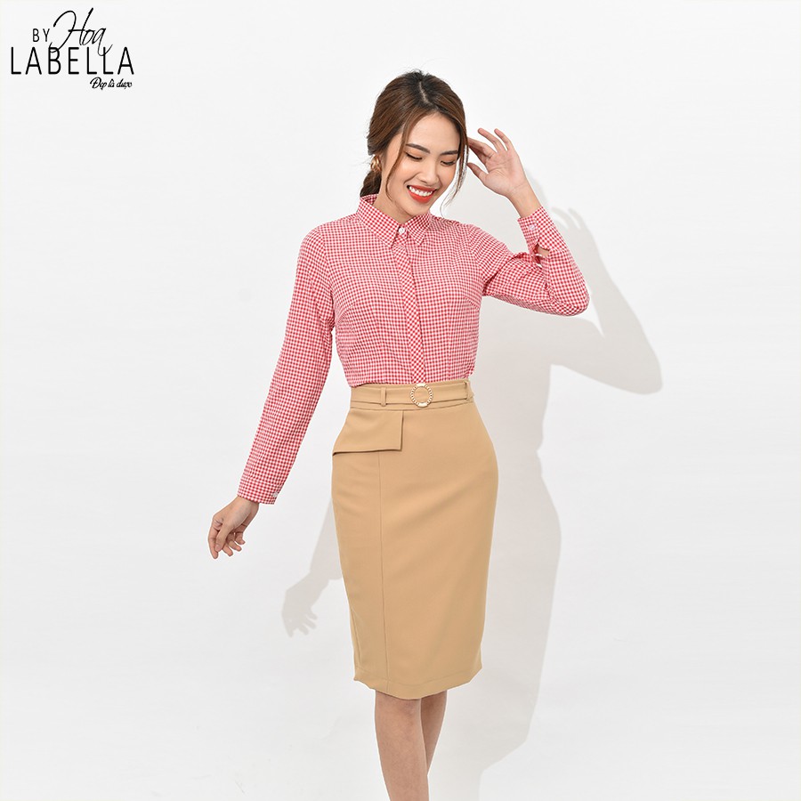 Áo Sơ Mi Nữ HOABELLA Chất Liệu Lụa Họa Tiết Caro Có Co Giãn (SME01-H)