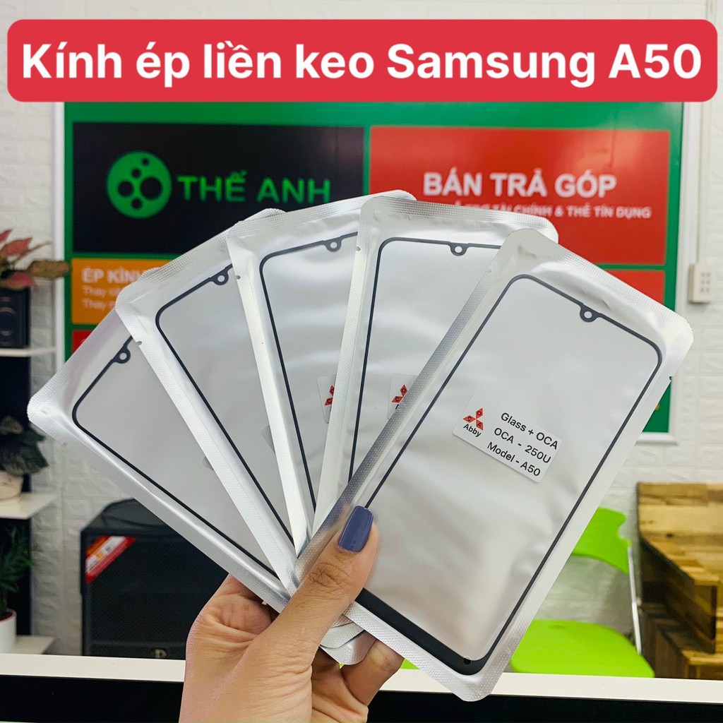 Kính ép màn hình có keo OCA sẵn cho Samsung A30 / A50 / A50s