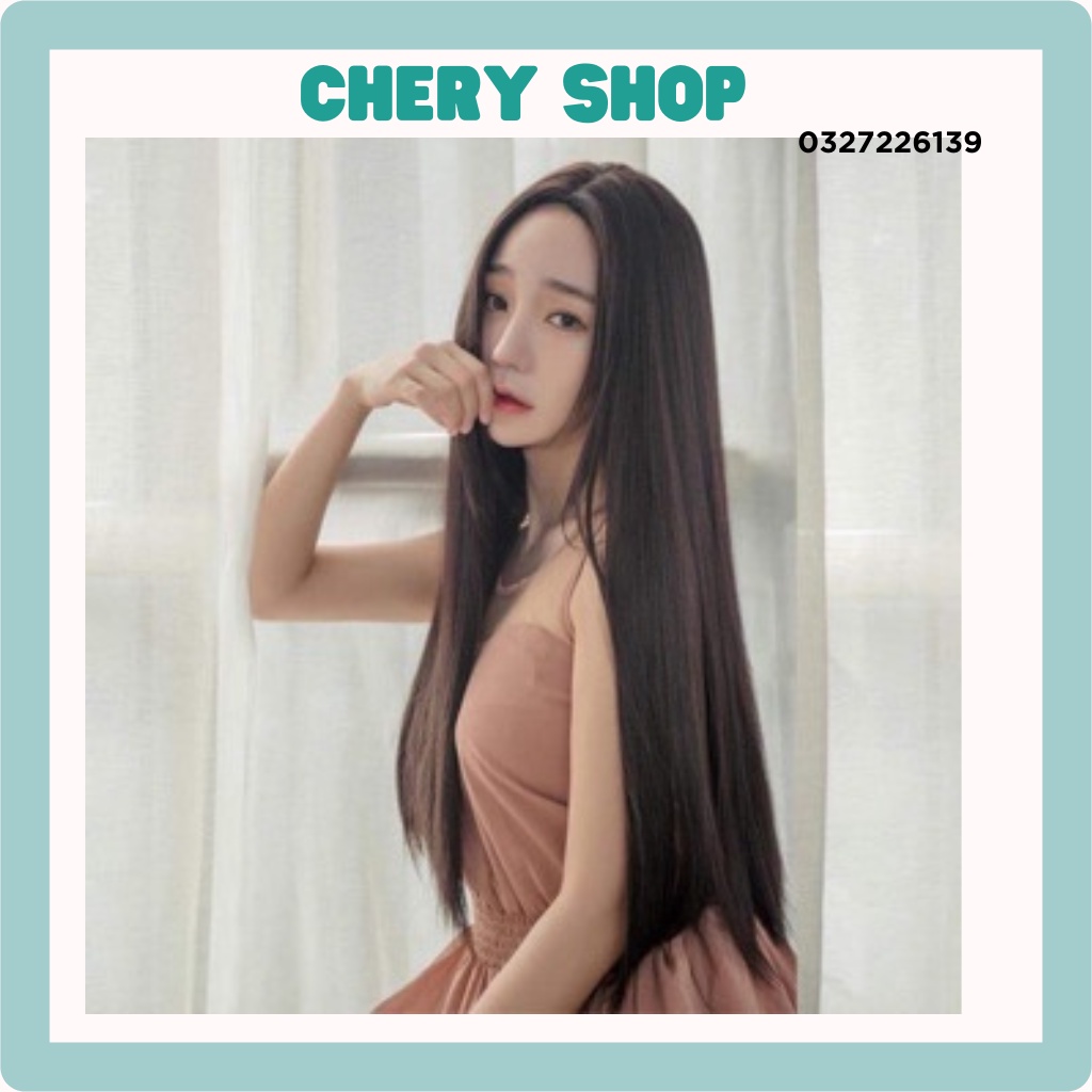 Tóc giả nữ đẹp nguyên đầu thẳng hai mái bay mẫu mới siêu hot tặng kèm lưới trùm wig mã 2061