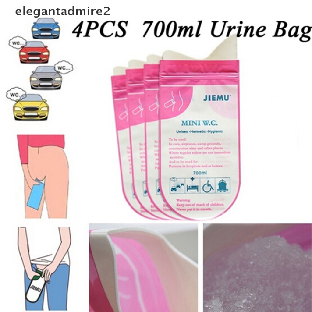 Set 4 Túi Đi Vệ Sinh Khẩn Cấp 700CC Màu Hồng Dùng Một Lần Cho Unisex