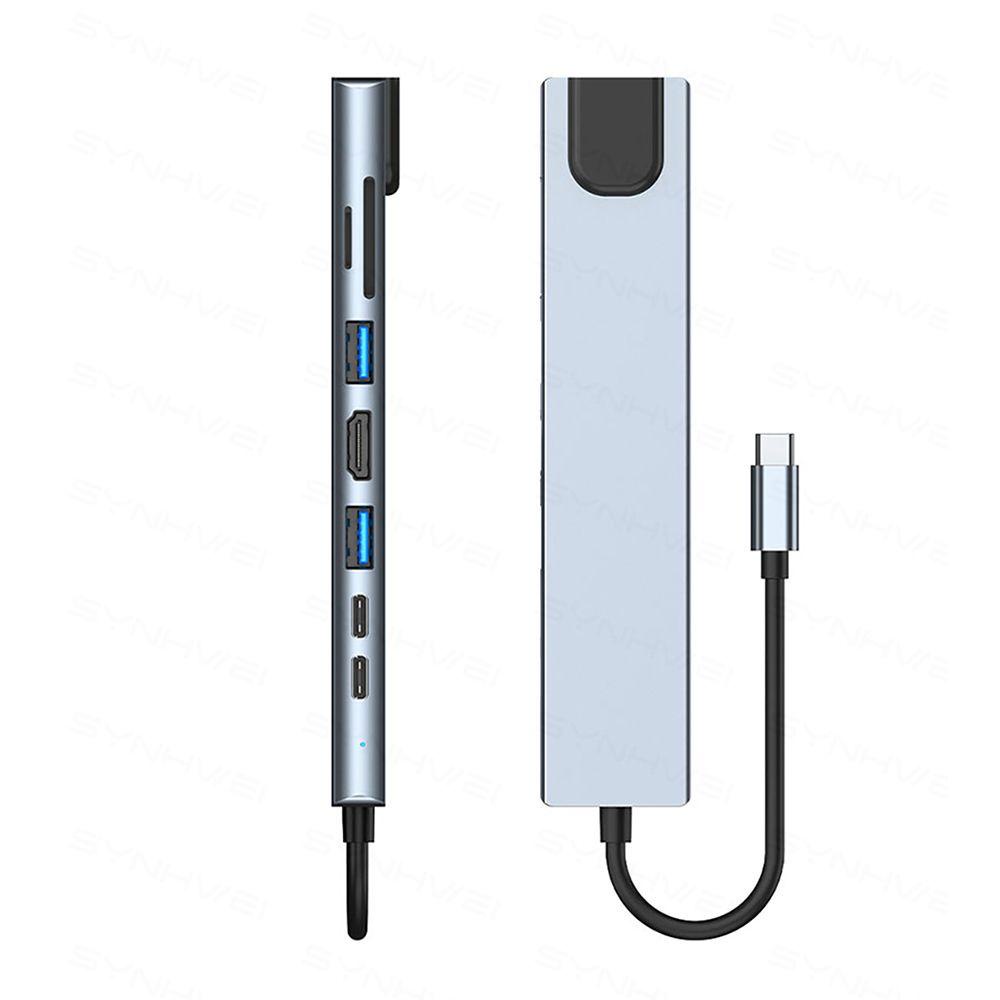 .Đầu Chuyển Đổi USB C SD TF RJ45 USB 3.0 4K HDMI Cho Laptop PC