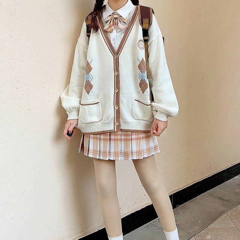 ÁO LEN CARDIGAN HOA TIẾT NÂU TÂY