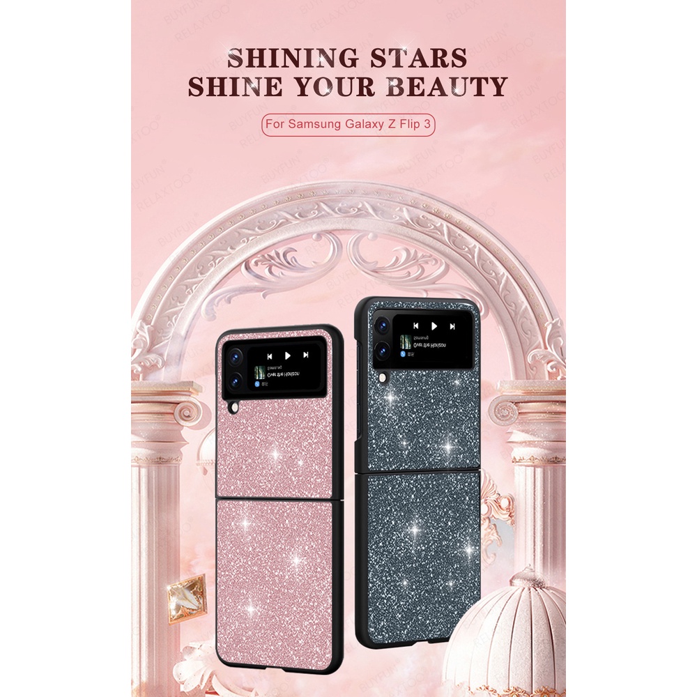 Ốp điện thoại PC cứng lấp lánh cho Samsung Z Flip3 5G Sumsung Galaxy Z Flip 3 ZFlip3 5G
