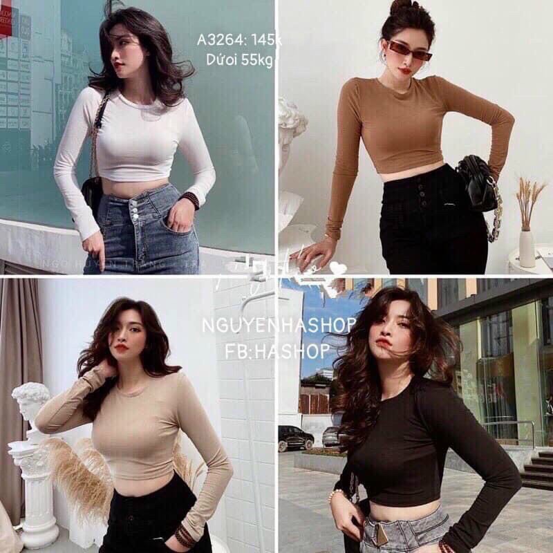 Áo Croptop Tay Dài Cổ Tròn Phong Cách Thời Trang  TTKXA0226