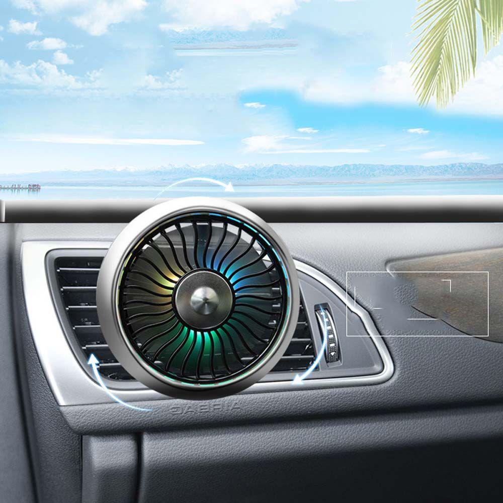 Quạt Điện Mini Gắn Lỗ Thông Gió Xe Hơi Đa Năng Có Đèn LED Nhiều Màu