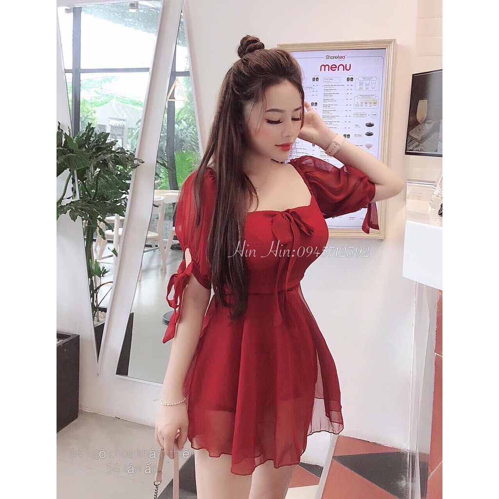 Váy Đầm Nữ Kết Nơ Chất Liệu Voan Cao Cấp Thời Trang Bonucci | BigBuy360 - bigbuy360.vn
