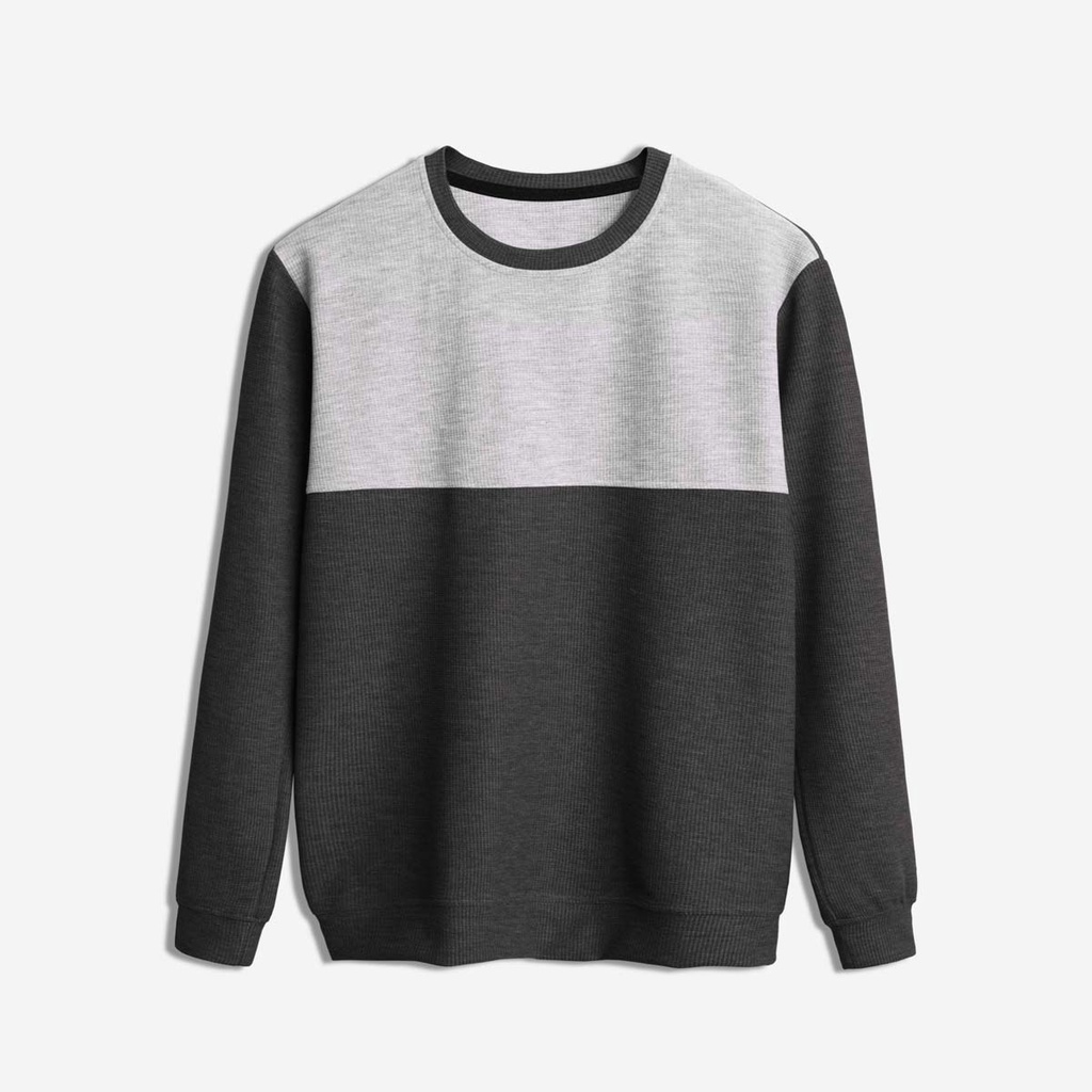 Áo Sweater Basic ROUGH Wafflet Premium Phối 2 Màu Phong Cách Hàn Quốc Trẻ Trung