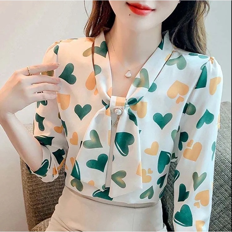 Áo Sơ Mi Chiffon Tay Lỡ 3 / 4 In Họa Tiết Thanh Lịch Thời Trang Cho Nữ