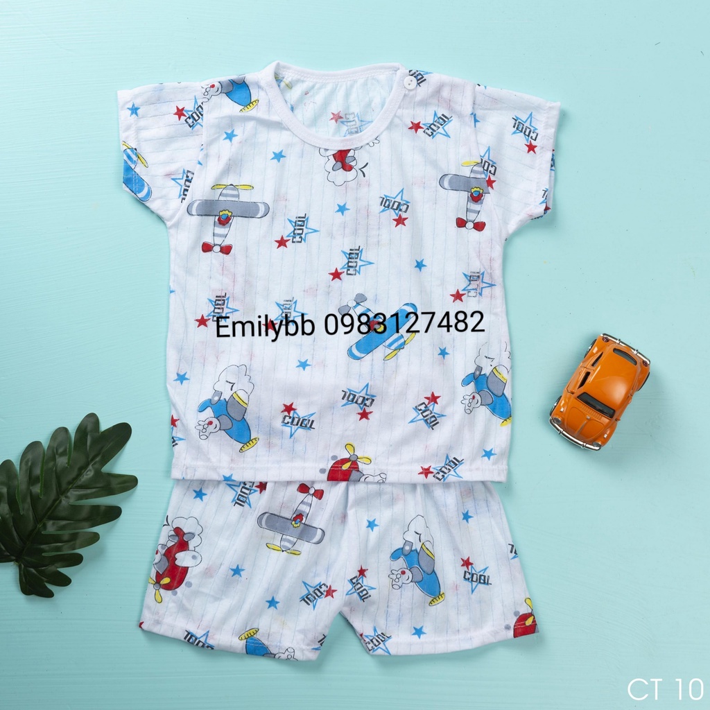 Bộ đồ cotton giấy siêu nhẹ mát, nhẹ thấm hút mồ hôi tốt cho bé 0-14m