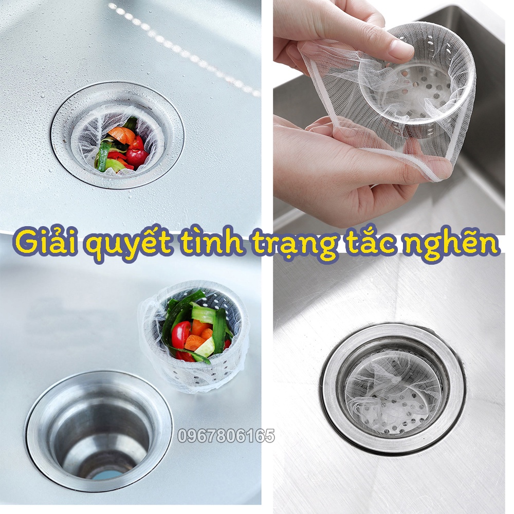 Túi Lọc Rác Bồn Rửa Bát Có Dây Chun, Dai Bền Có Thể Tái Sử Dụng (Túi 100 cái)