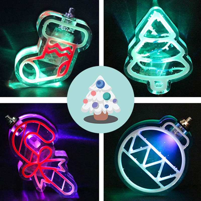 Khuôn Silicone Đúc Đúc Đúc Có Lỗ &amp; Đèn LED Trang Trí Cây Thông Giáng Sinh