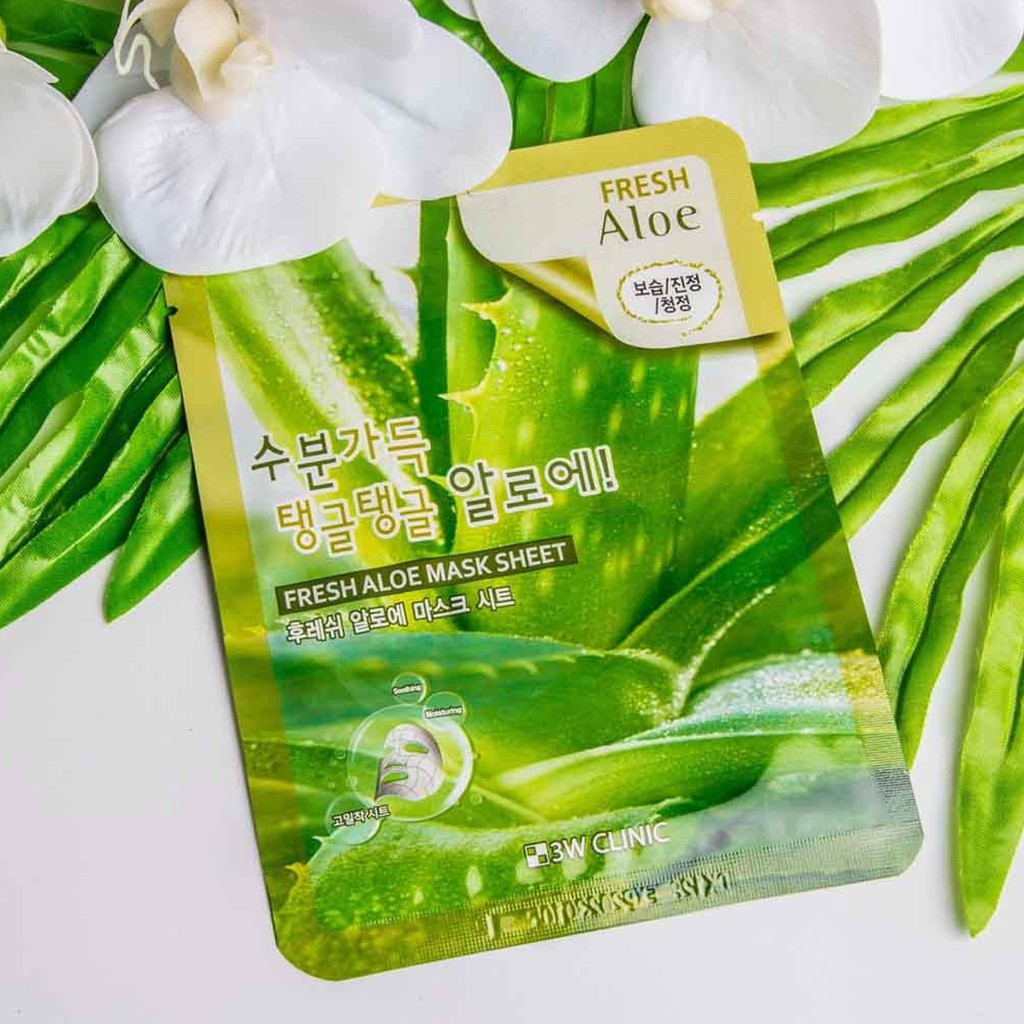 Mặt nạ chiết xuất từ lô hội 3W CLINIC FRESH ALOE MASK SHEET 10 miếng / hộp