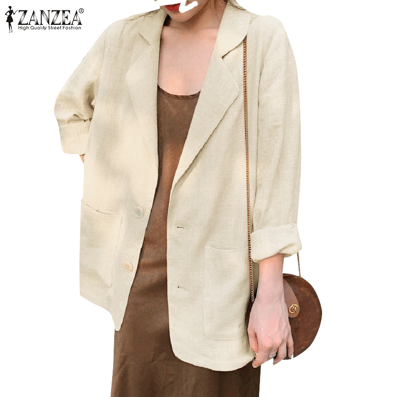 Áo Khoác ZANZEA Dáng Rộng Cổ Bẻ Tay Dài Màu Trơn Thời Trang Dạo Phố Thường Ngày Cho Nữ | BigBuy360 - bigbuy360.vn