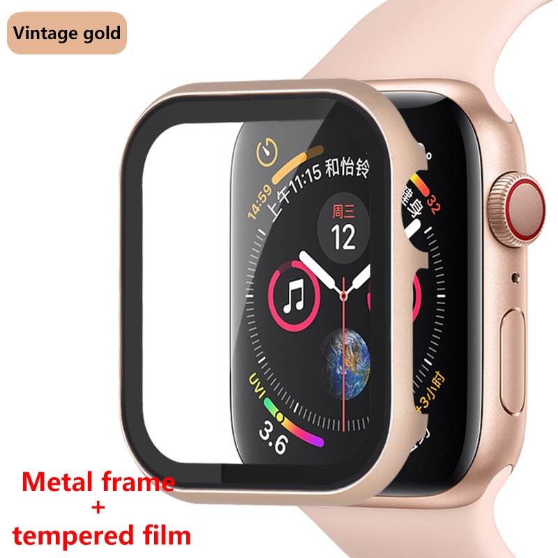 Khung Kim Loại + Ốp Bảo Vệ Mặt Đồng Hồ Thông Minh Apple Watch Series 6 Se 5 4 3 44mm 42mm Iwatch Band 40mm 38mm