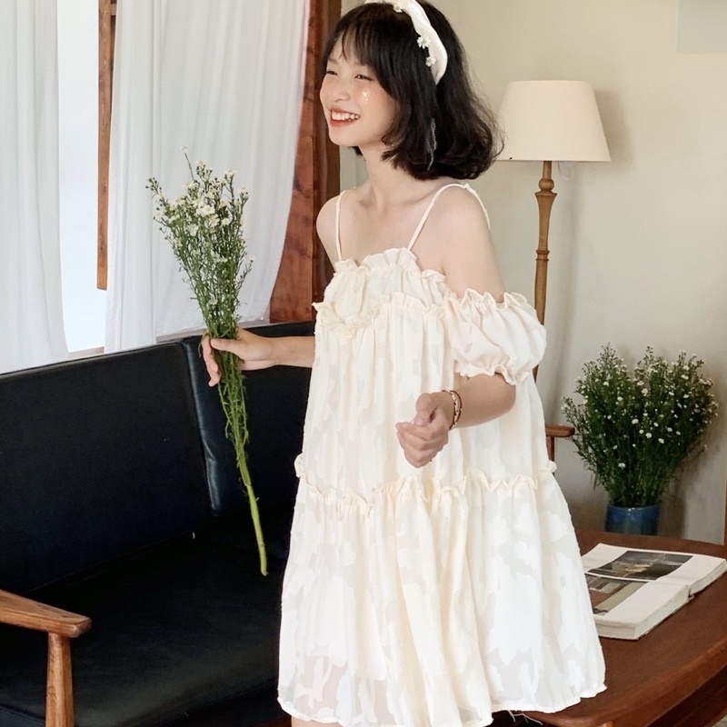 Đầm Babydoll Váy Trắng sơ mi ulzzang công chúa đi biển dài xếp ly suông đẹp nữ dài qua gối thiết kế đuôi cá Kozoda D59