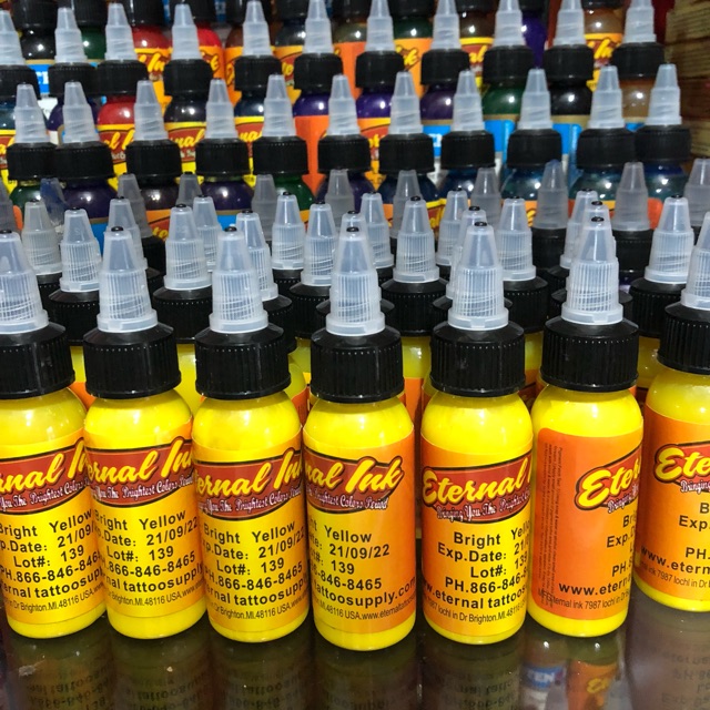 Mực tập xăm internal màu vàng,chỉ dùng xăm lên da tập xăm