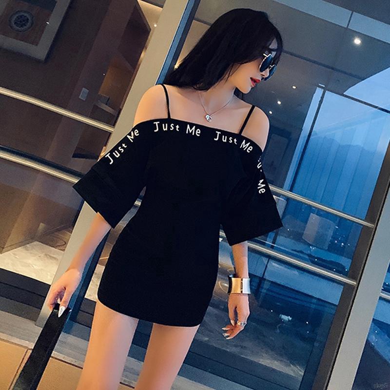 Váy nữ hở vai tay ngắn phong cách Hàn Quốc