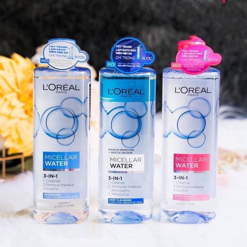 Nước tẩy trang cho mọi loại da L'Oreal Paris 3-in-1 Micellar Water 400ml - Family Cosmetics